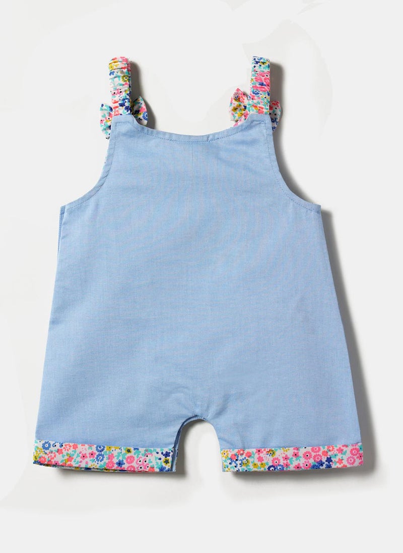 Nautinati Girls' 100% Cotton One-shoulder Romper with Floral, Strawberry, Avocado & Mango Embroidery - Image 3
